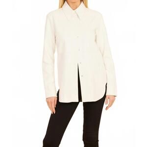 NEW DOLCE CABO vegan leather button down shirt in white
